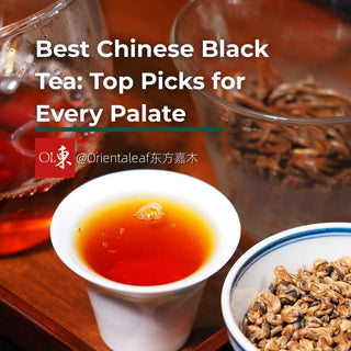 A display of Chinese black tea, including a cup of brewed tea, loose-leaf tea, and glassware, with the title text 'Best Chinese Black Tea: Top Picks for Every Palate