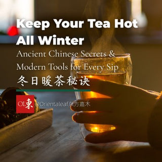 Steaming hot tea in a double-walled glass held by a person in a cozy sweater, bathed in warm sunlight.