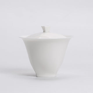 Minimalist Tian Yuan Di Fang white porcelain gaiwan for gongfu tea ceremony