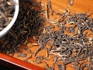 Close-up texture of 2023 vintage Premium Dianhong tea leaves