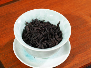 High grade Big Red Robe oolong tea leaves prepared for traditional Gongfu brewing.