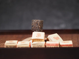 Individual 4g Yunnan Mini Raw Pu-erh Tea Brick on clean background, emphasizing compact size and convenient single-serving format