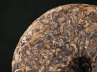 Close-up of back surface of Yunnan High Mountain Wild Ancient Tree Shoumei White Tea Cake (2019)