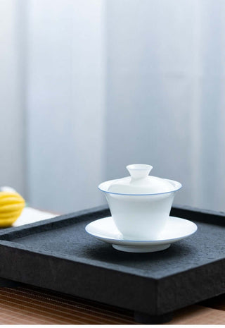 Jingdezhen Thin-bodied Gaiwan with Blue Edges