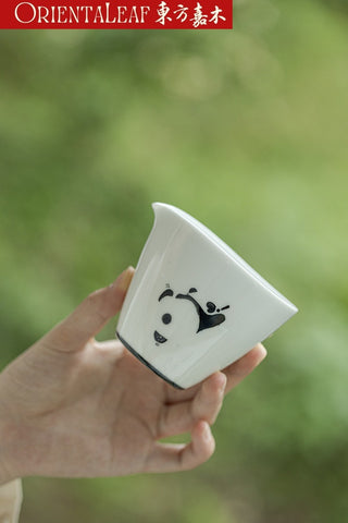 White Porcelain Fairness Cup - Hand-painted Panda Theme