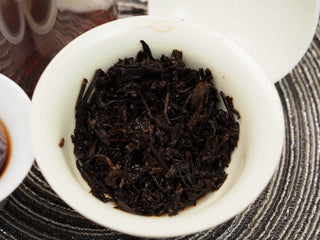 Texture of fully steeped 2018 Dayi V93 ripe puerh tea leaves