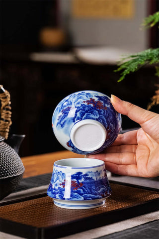 Jingdezhen Porcelain Tea Strainer - A Tranquil and Scenic Stream