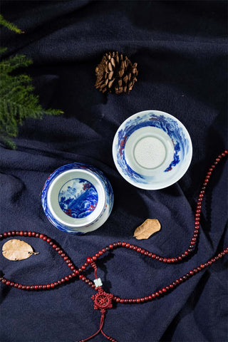 Jingdezhen Porcelain Tea Strainer - A Tranquil and Scenic Stream