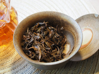 Infused wet tea leaves of the 2005 Lincang vintage raw Pu-erh showing uniform leaf vitality and structure after steeping.