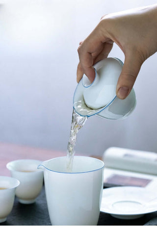 Jingdezhen Thin-bodied Gaiwan with Blue Edges