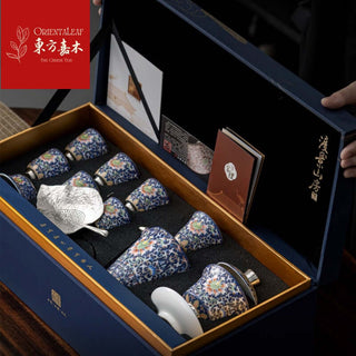 Gaiwan Tea Sets with Silver Cup Feet (11-PCS set - Gold Prize Work)