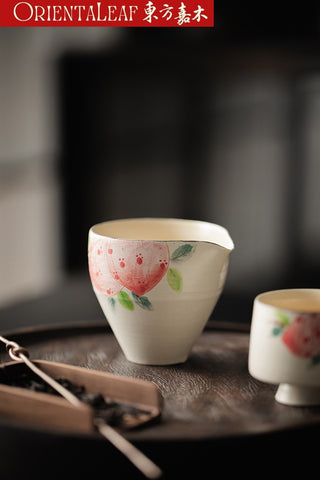 Pottery Fairness Cup with Overglaze Peach Design