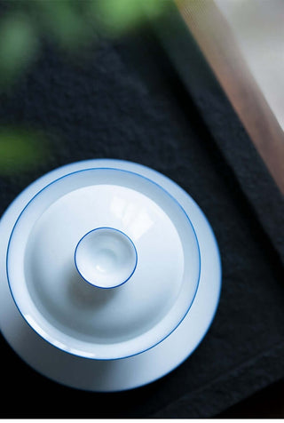 Jingdezhen Thin-bodied Gaiwan with Blue Edges