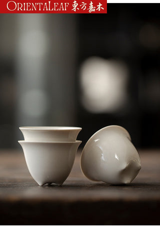 Herb Ash Glazed Three-Footed Song Style Gongfu Tea Cup