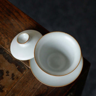 Ru Ware Gaiwan - Plant Painting Series