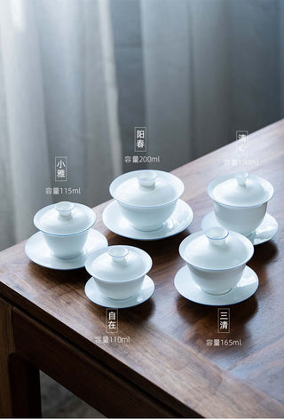 Jingdezhen Thin-bodied Gaiwan with Blue Edges