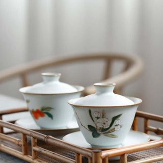 Ru Ware Gaiwan - Plant Painting Series