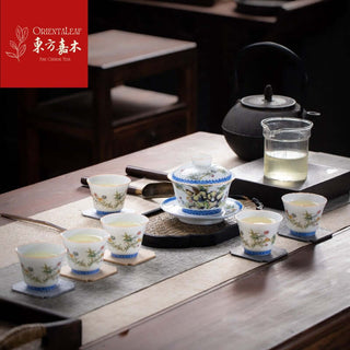 Jingdezhen Mutton Fat Jade Porcelain Tea Set "Spring"