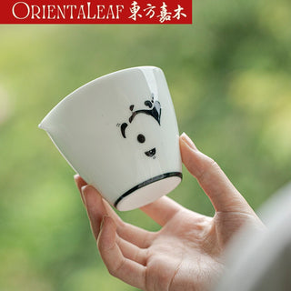 White Porcelain Fairness Cup - Hand-painted Panda Theme