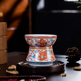 Jingdezhen Porcelain Tea Strainer - Red Dragon