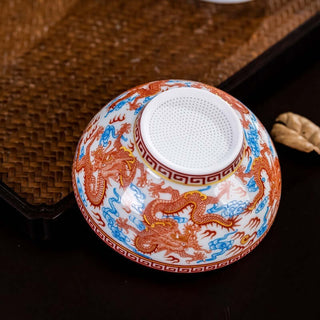 Jingdezhen Porcelain Tea Strainer - Red Dragon