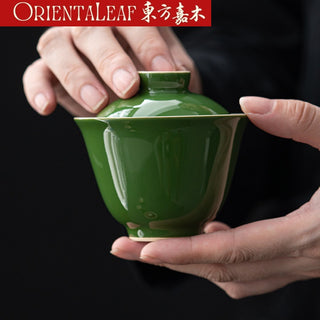 Dehua Solid Color Gaiwan - Темно-зеленый