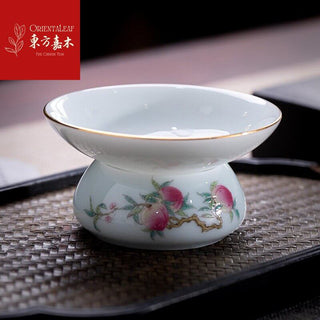 Jingdezhen Mutton Fat Jade Tea Set - Peachs