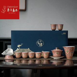 Gaiwan Tea Sets with Silver Cup Feet (11-PCS set - Gold Prize Work)