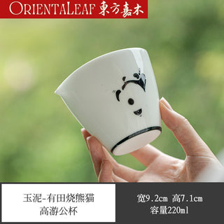 White Porcelain Fairness Cup - Hand-painted Panda Theme