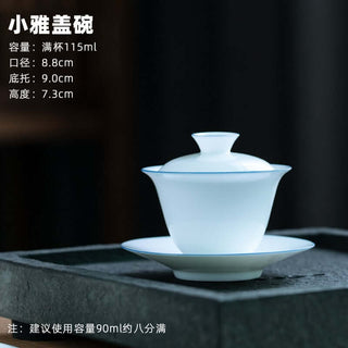 Jingdezhen Thin-bodied Gaiwan with Blue Edges