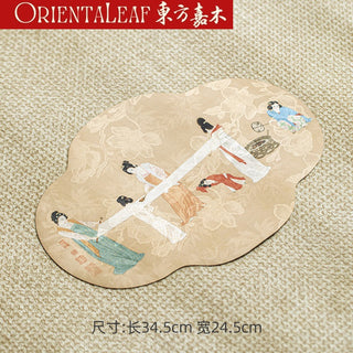 Tea Coaster for Gongfu Tea - Tang Dynasty Maidservant Pattern in Begonia Shape