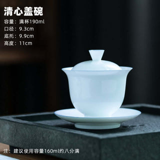 Jingdezhen Thin-bodied Gaiwan with Blue Edges