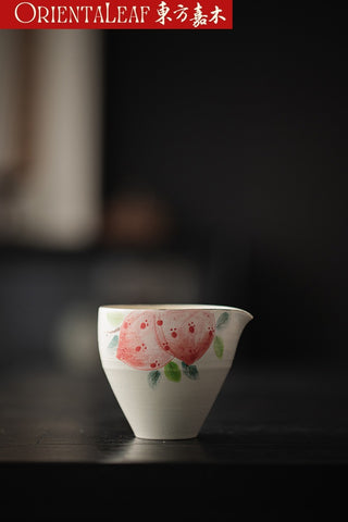 Pottery Fairness Cup with Overglaze Peach Design