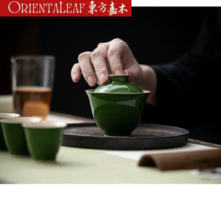 Dehua Solid Color Gaiwan - Темно-зеленый