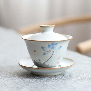 Ru Ware Gaiwan - Plant Painting Series