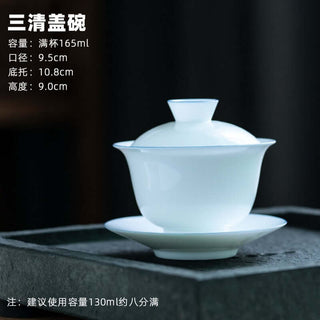 Jingdezhen Thin-bodied Gaiwan with Blue Edges