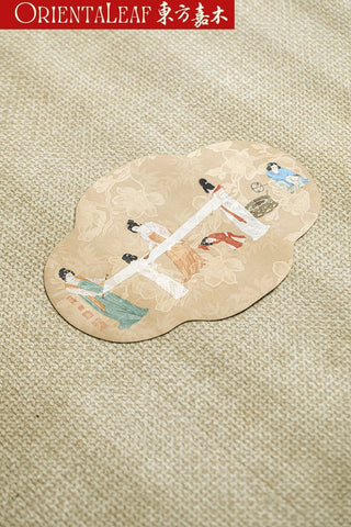 Tea Coaster for Gongfu Tea - Tang Dynasty Maidservant Pattern in Begonia Shape