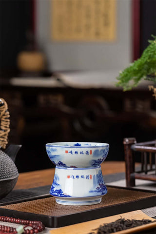 Jingdezhen Porcelain Tea Strainer - A Tranquil and Scenic Stream