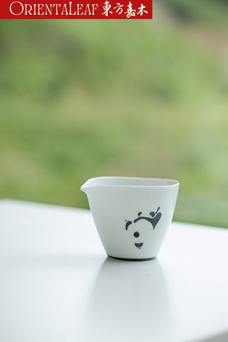 White Porcelain Fairness Cup - Hand-painted Panda Theme