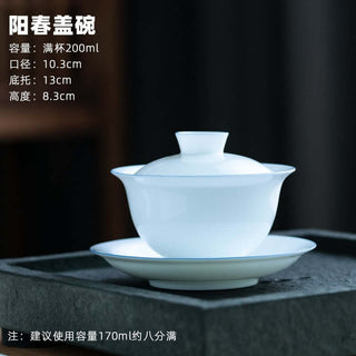 Jingdezhen Thin-bodied Gaiwan with Blue Edges