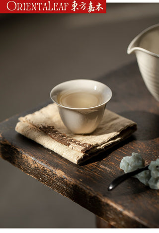 Herb Ash Glazed Three-Footed Song Style Gongfu Tea Cup