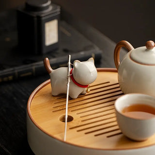 Sevimli Ru Fırını Seramik Kedi Çay Peti