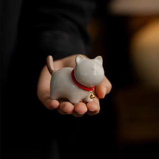 Sevimli Ru Fırını Seramik Kedi Çay Peti