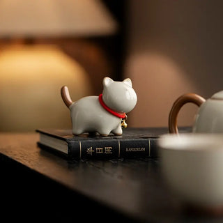 Sevimli Ru Fırını Seramik Kedi Çay Peti