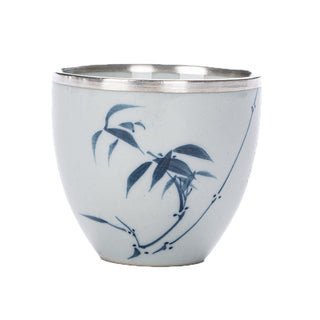 Four Gentlemen Gongfu Tea Cup - Hand-Painted Blue and White Porcelain