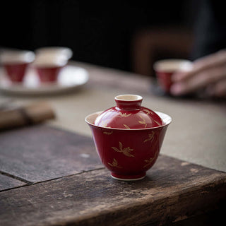 Moji Lang Gold-leaf-covered Gaiwan丨Orientaleaf Moji Lang Gold-leaf-covered Gaiwan teaware Orientaleaf