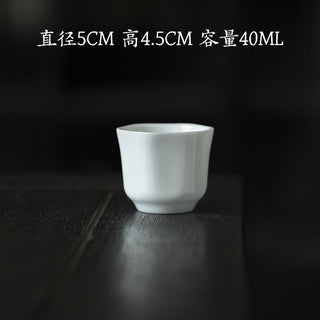 Pure Porcelain Dehua tea cup 40ml compact cylinder shape in white finish