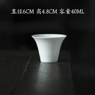 Pure Porcelain Dehua tea cup 40ml flare rim for enhanced tea aroma