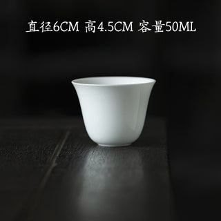 Pure Porcelain Dehua tea cup 50ml wide rim design for gongfu tea ceremony