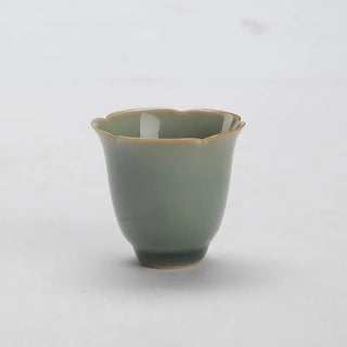 Yaozhou Kiln Celadon Lobed Teacup | Vintage Gongfu Tea Cup